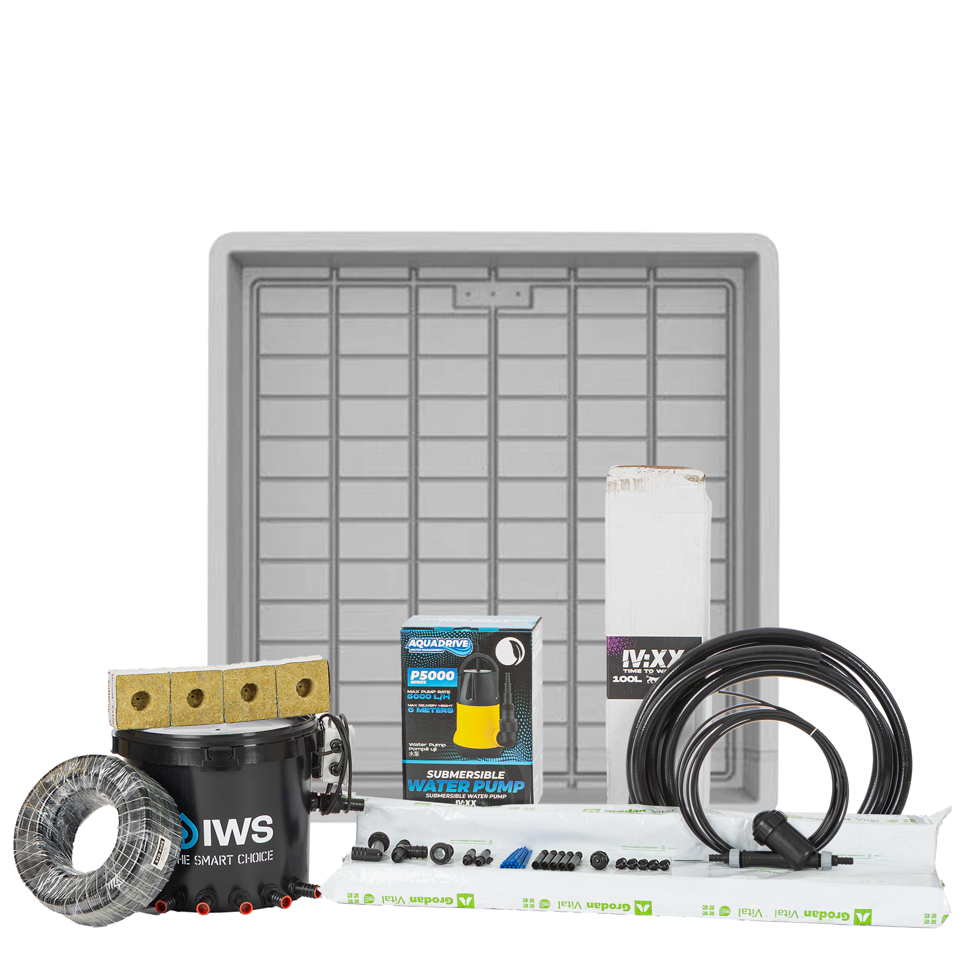 Complete 4 Plants 1000mm x 1100mm Danish Tray NFT Kit