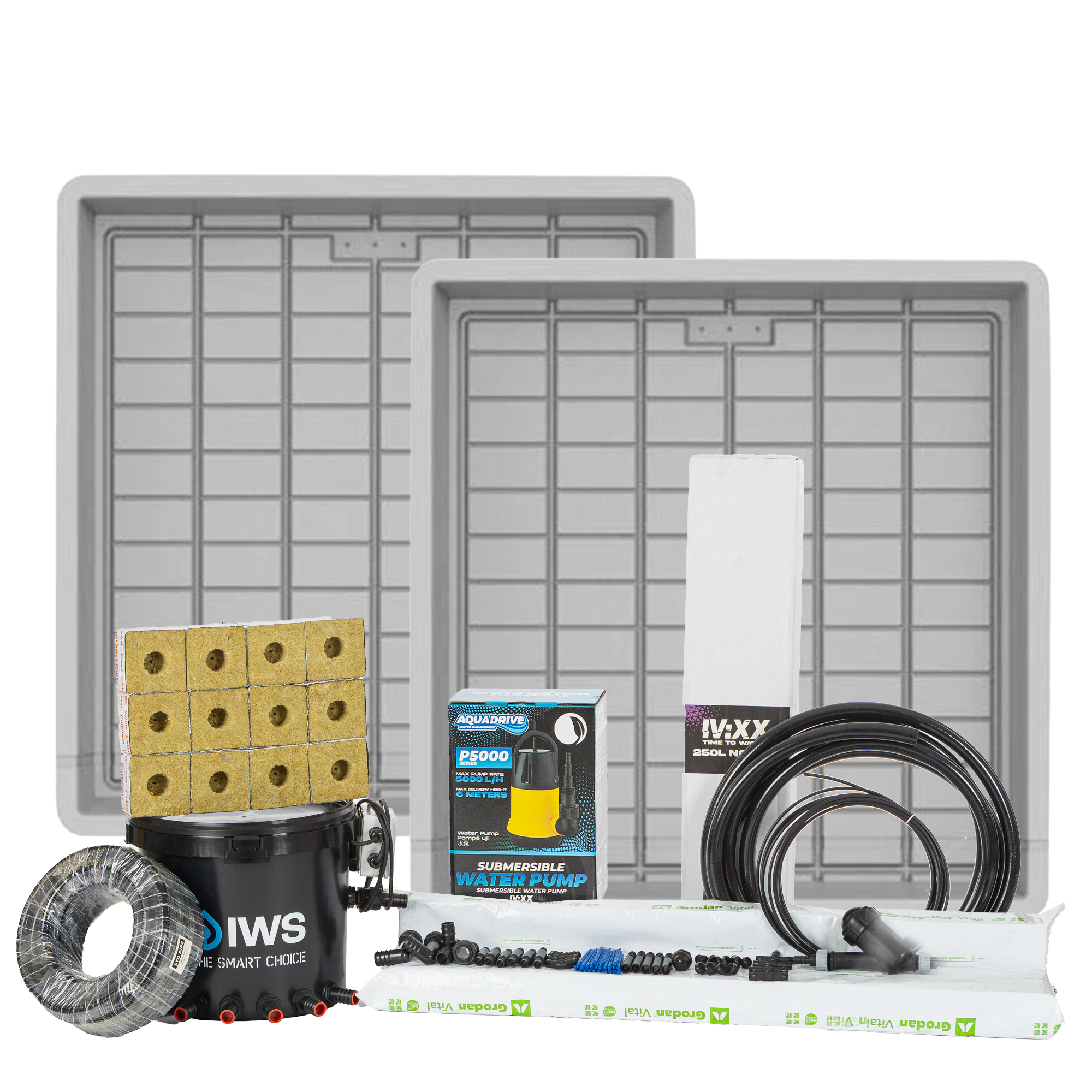 Complete 12 Plants 1000mm x 1100mm Danish Tray NFT Kit
