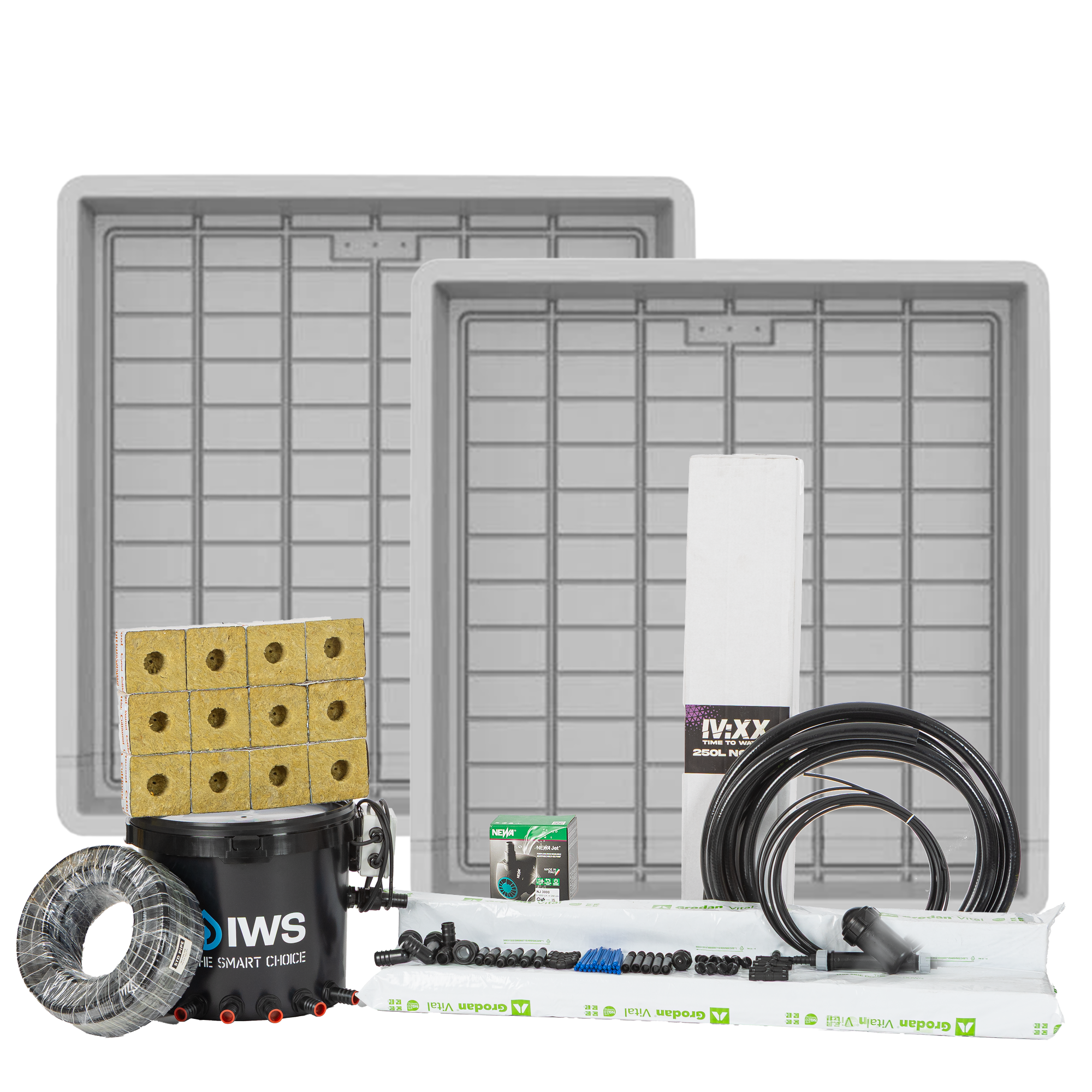 Complete 12 Plants 1000mm x 1100mm Danish Tray NFT Kit