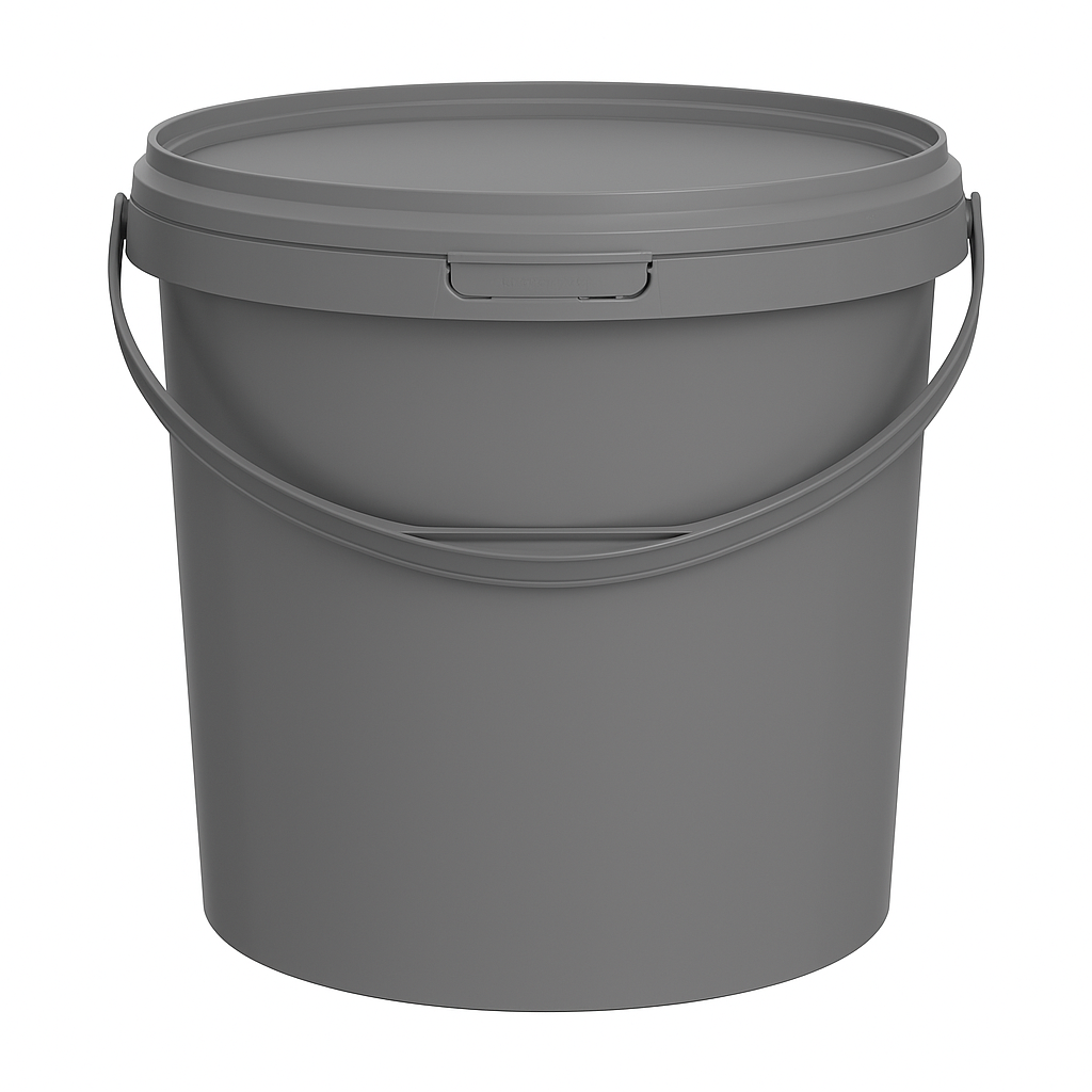 Grey Round Bucket & Lid (12L)