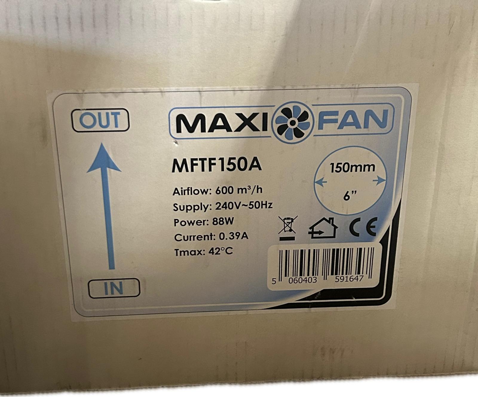 MAXIFAN 150mm 6" 600m3/h NEW