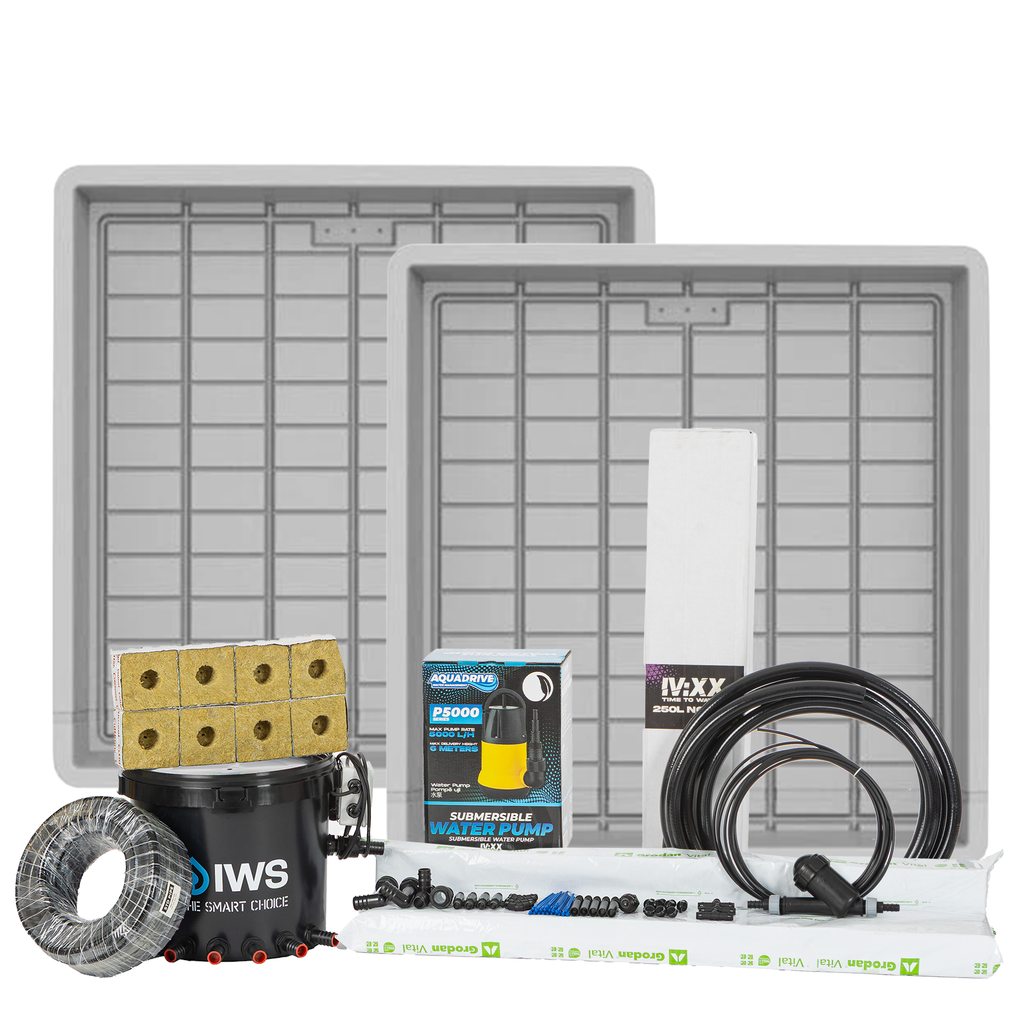 Complete 8 Plants 1000mm x 1100mm Danish Tray NFT Kit