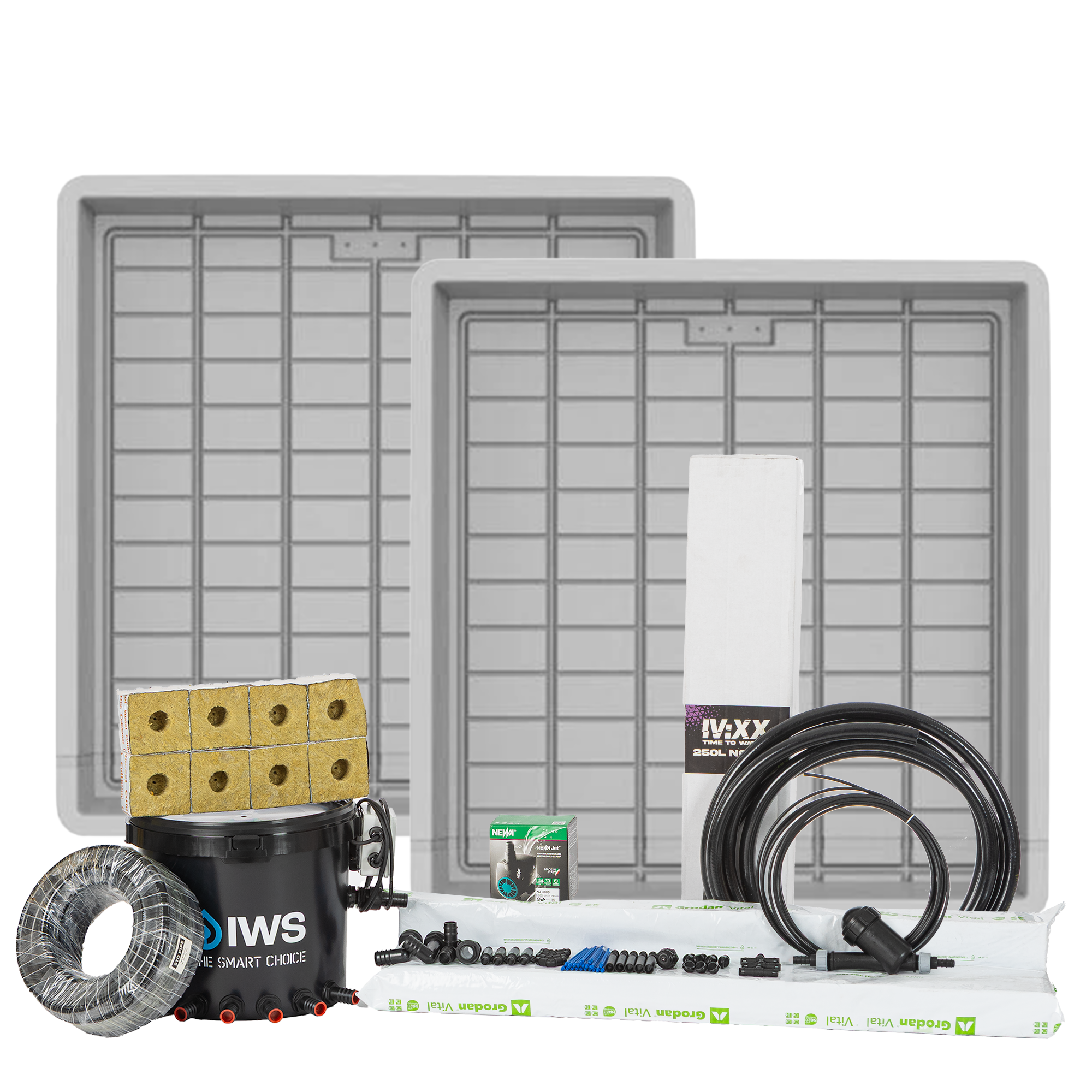 Complete 8 Plants 1000mm x 1100mm Danish Tray NFT Kit
