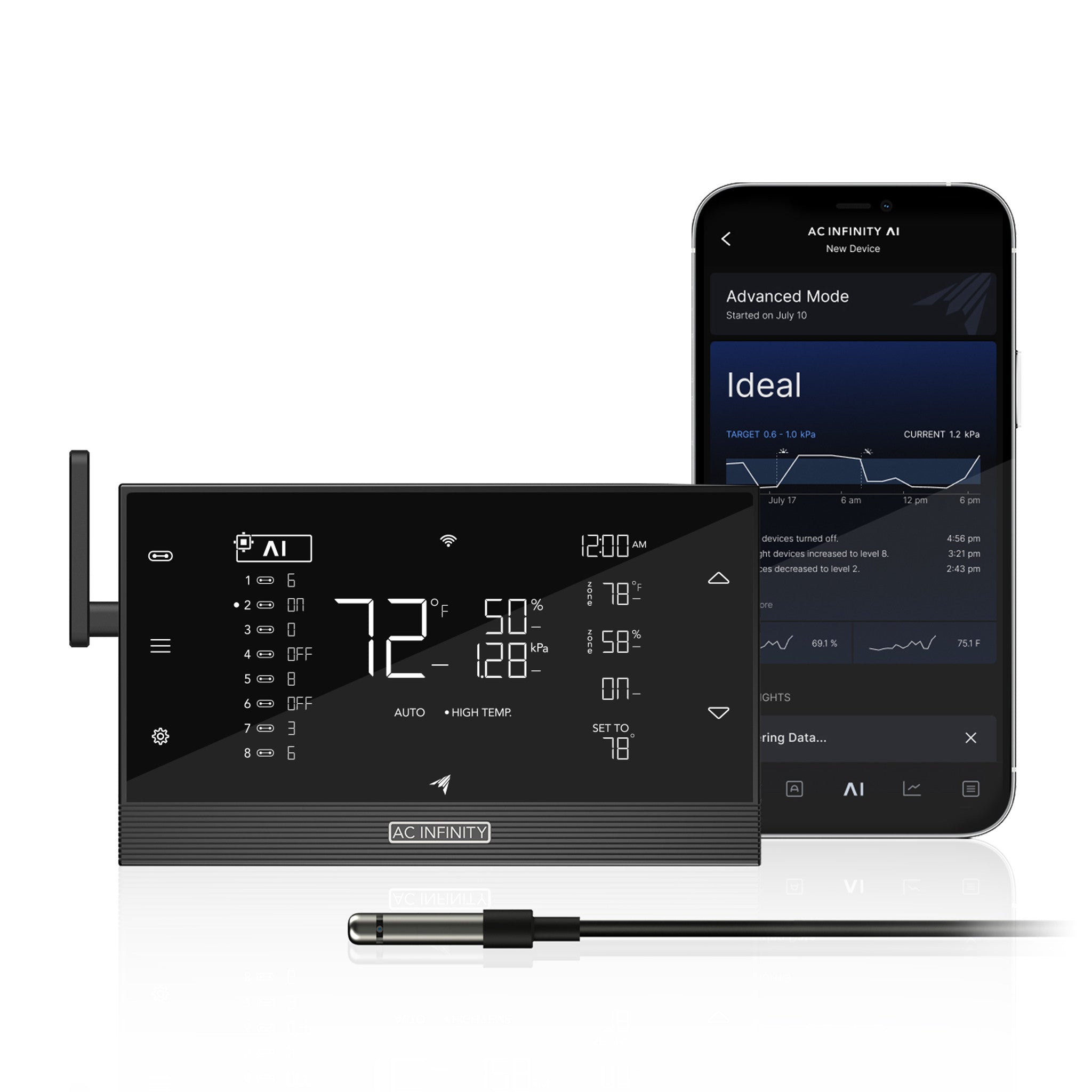AC INFINITY CONTROLLER AI+ Environmental Controller, AI-Powered Learning and Dynamic Level Adjusting for UIS and Third-Party Devices, Dual-Zone VPD, Temperature and Humidity, Bluetooth + WiFi App