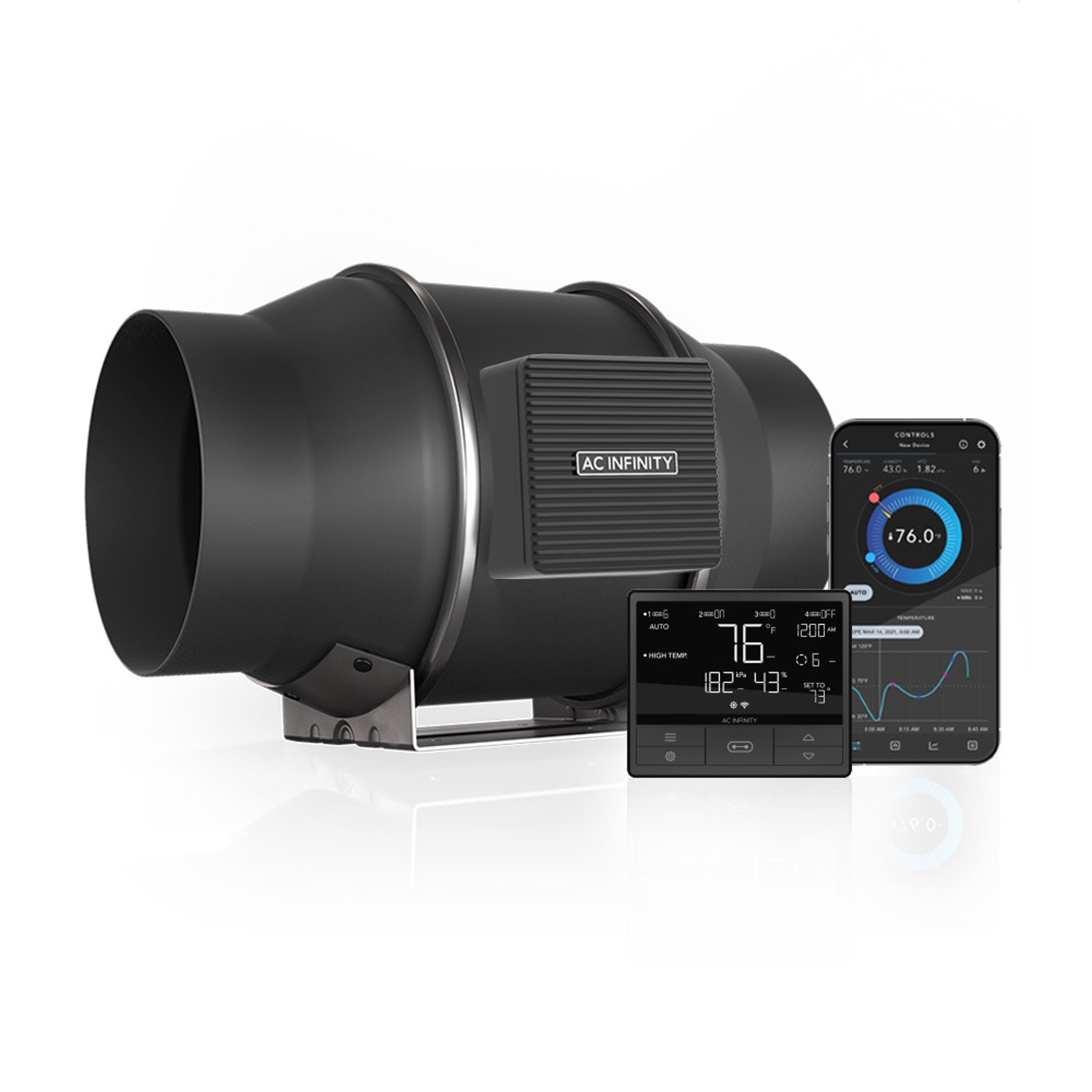 AC INFINITY CLOUDLINE PRO T6, Quiet Inline Duct Fan System with Temperature Humidity VPD Controller, 6-Inch