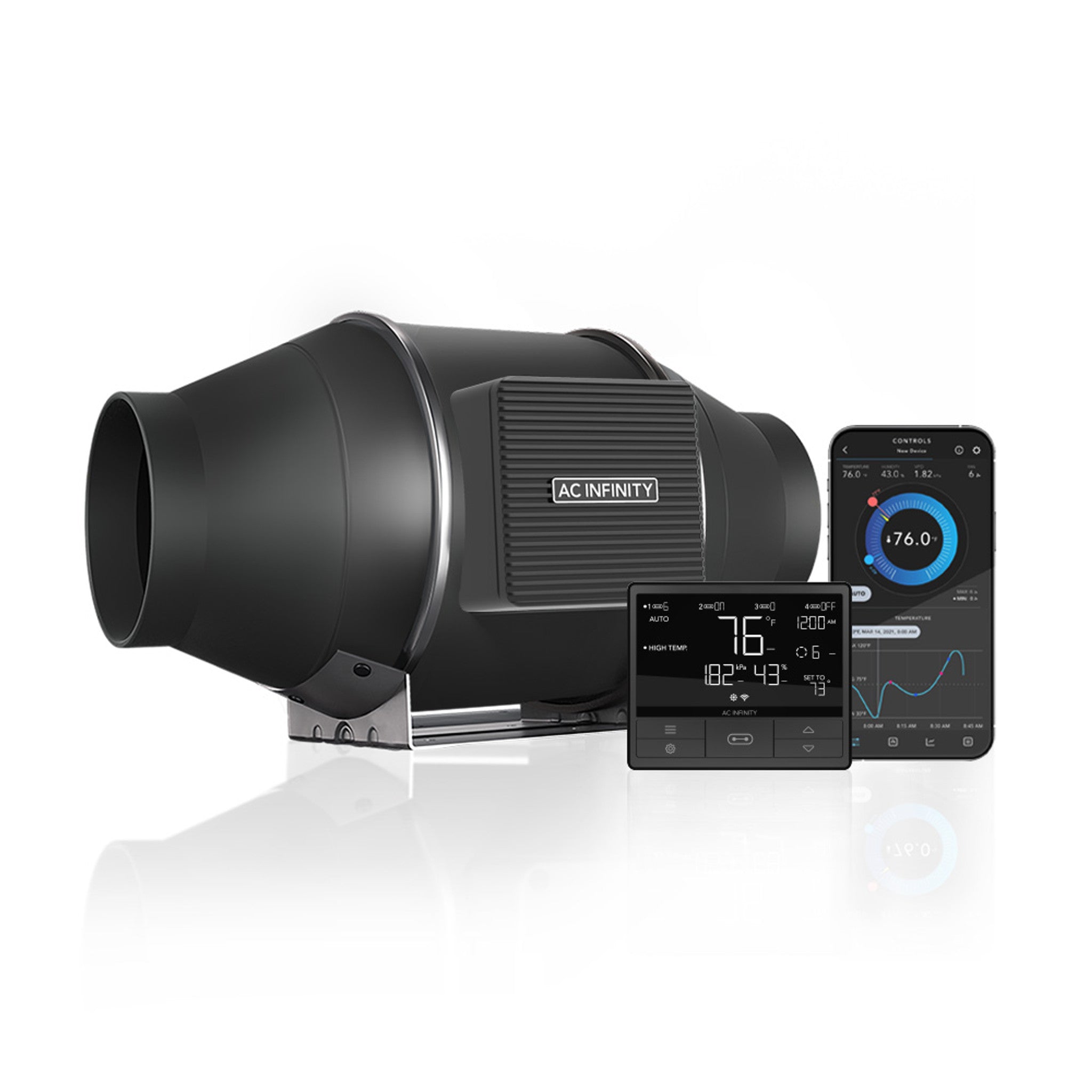 AC INFINITY CLOUDLINE PRO T4, Quiet Inline Duct Fan System with Temperature Humidity VPD Controller, 4-Inch