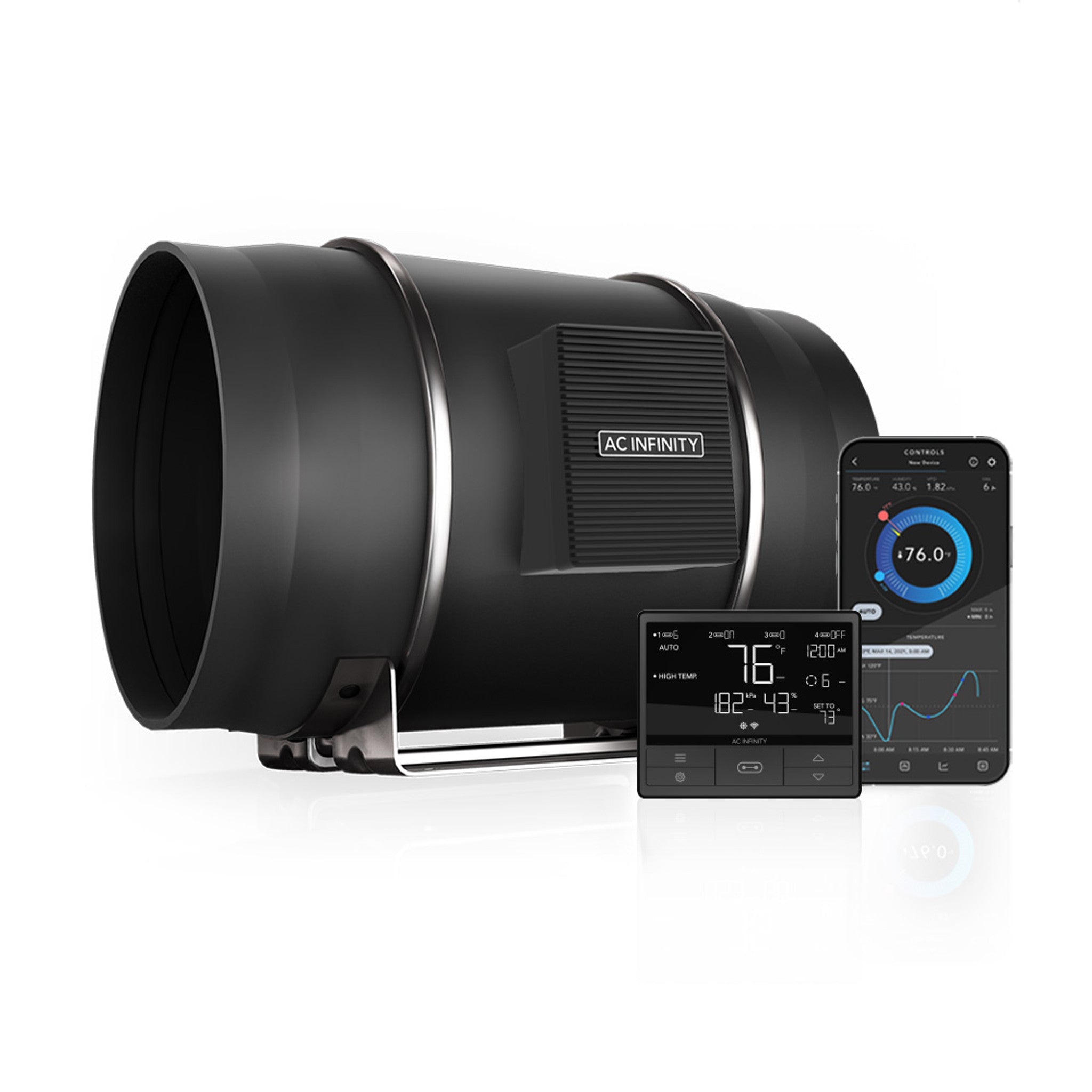 AC INFINITY CLOUDLINE PRO T10, Quiet Inline Duct Fan System with Temperature Humidity VPD Controller, 10-Inch