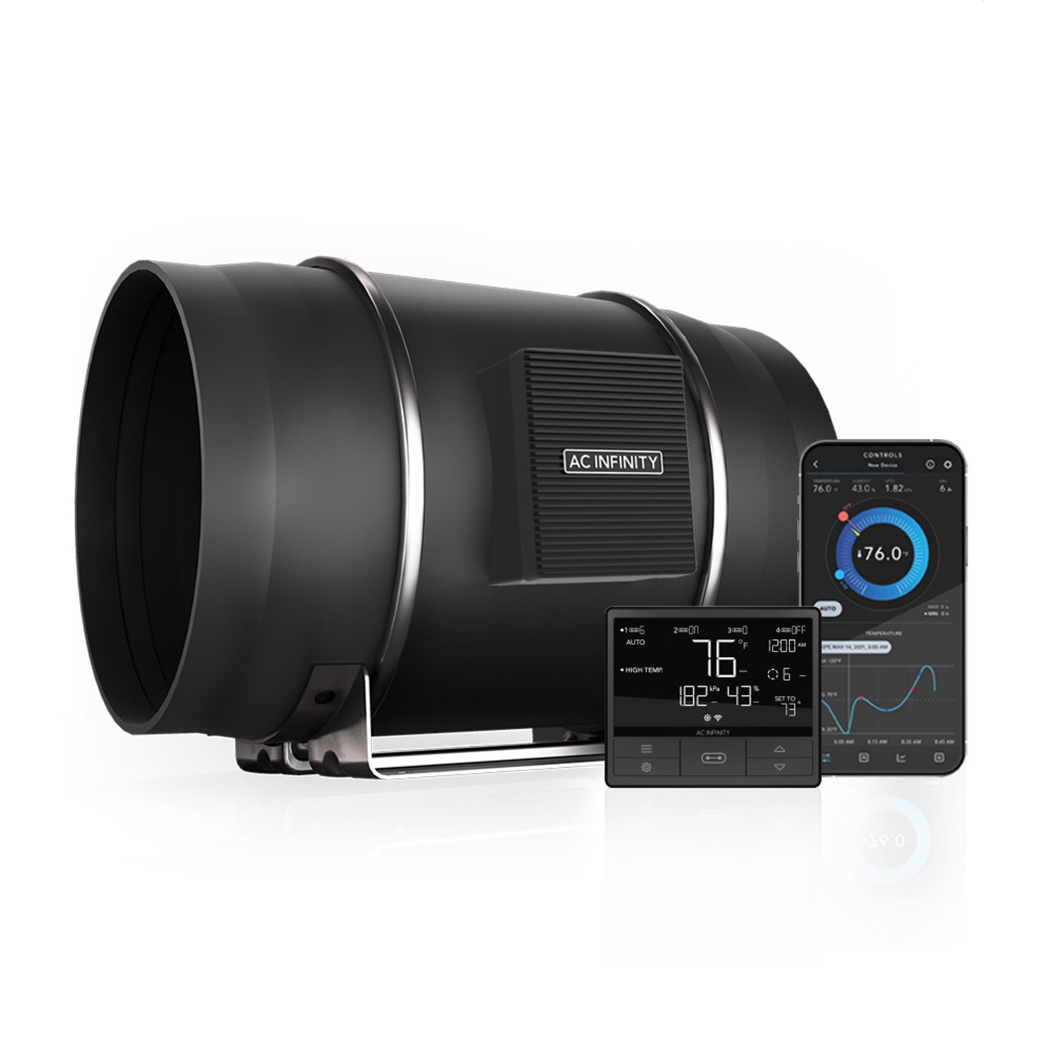 AC INFINITY CLOUDLINE PRO T12, Quiet Inline Duct Fan System with Temperature Humidity VPD Controller, 12-Inch