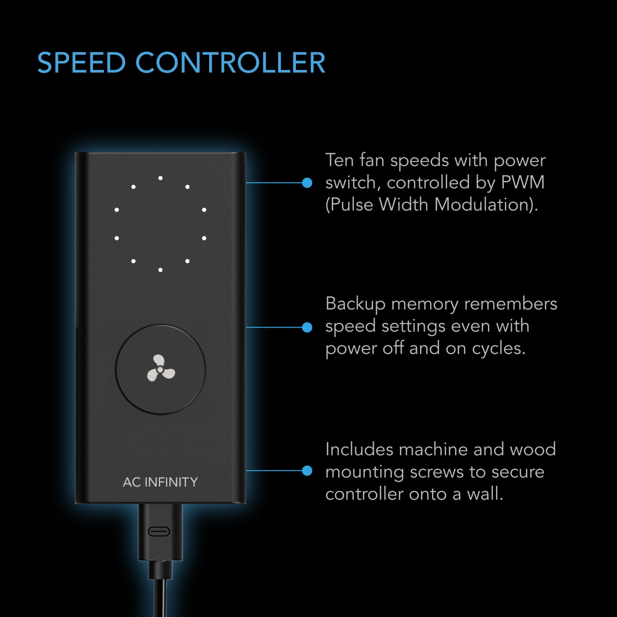 AC INFINITY Cloudline H4, Inline Fan With Speed Controller for fungiculture, Humidity Proof IP-65 Rated, 4-inch