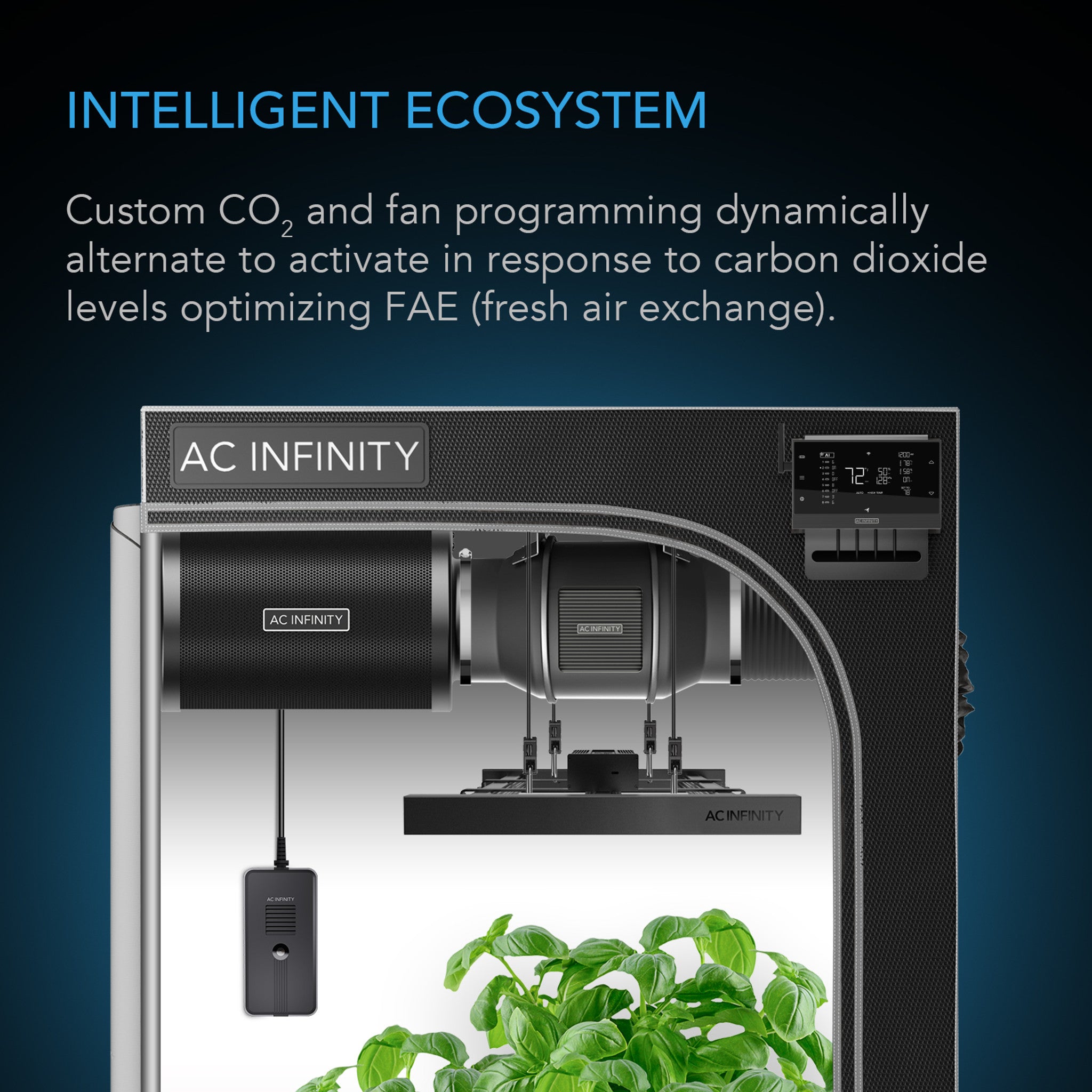 AC INFINTY CO2 + Light Sensor Exclusively for Controller AI+, CO2 Data Tracking, Optimized FAE, Day & Night Scheduling, Enables Equipment Control Programming