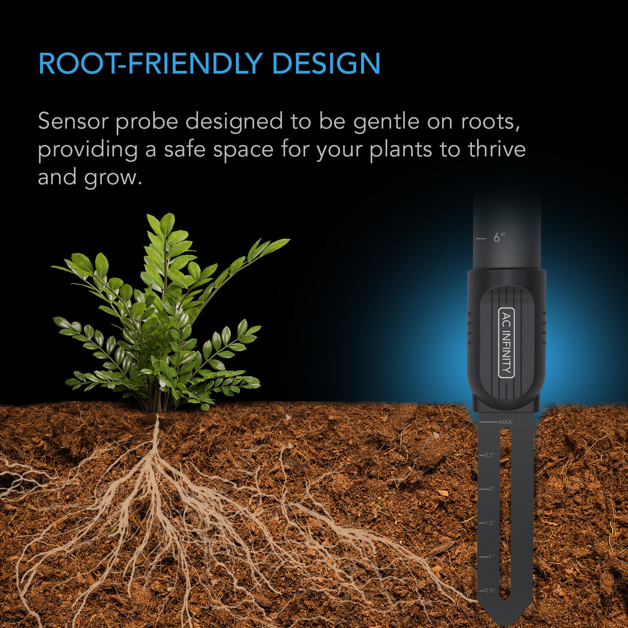 AC INFINITY Soil Sensor Probe Exclusively for Controller AI+, Monitors Moisture and Saturation Levels, IP67-Water Resistant (Pre Order