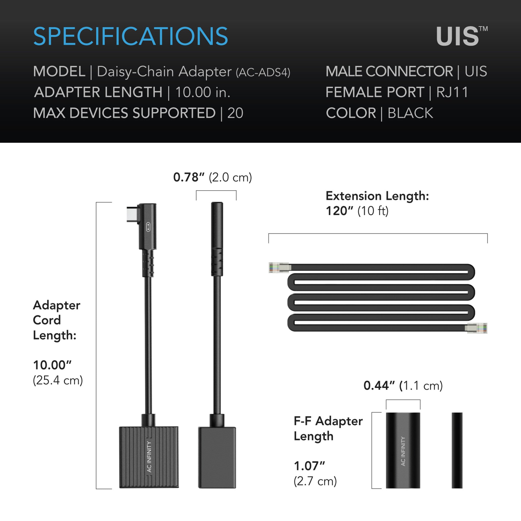 AC INFINITY UIS Lighting Daisy-Chain Adapter Dongle