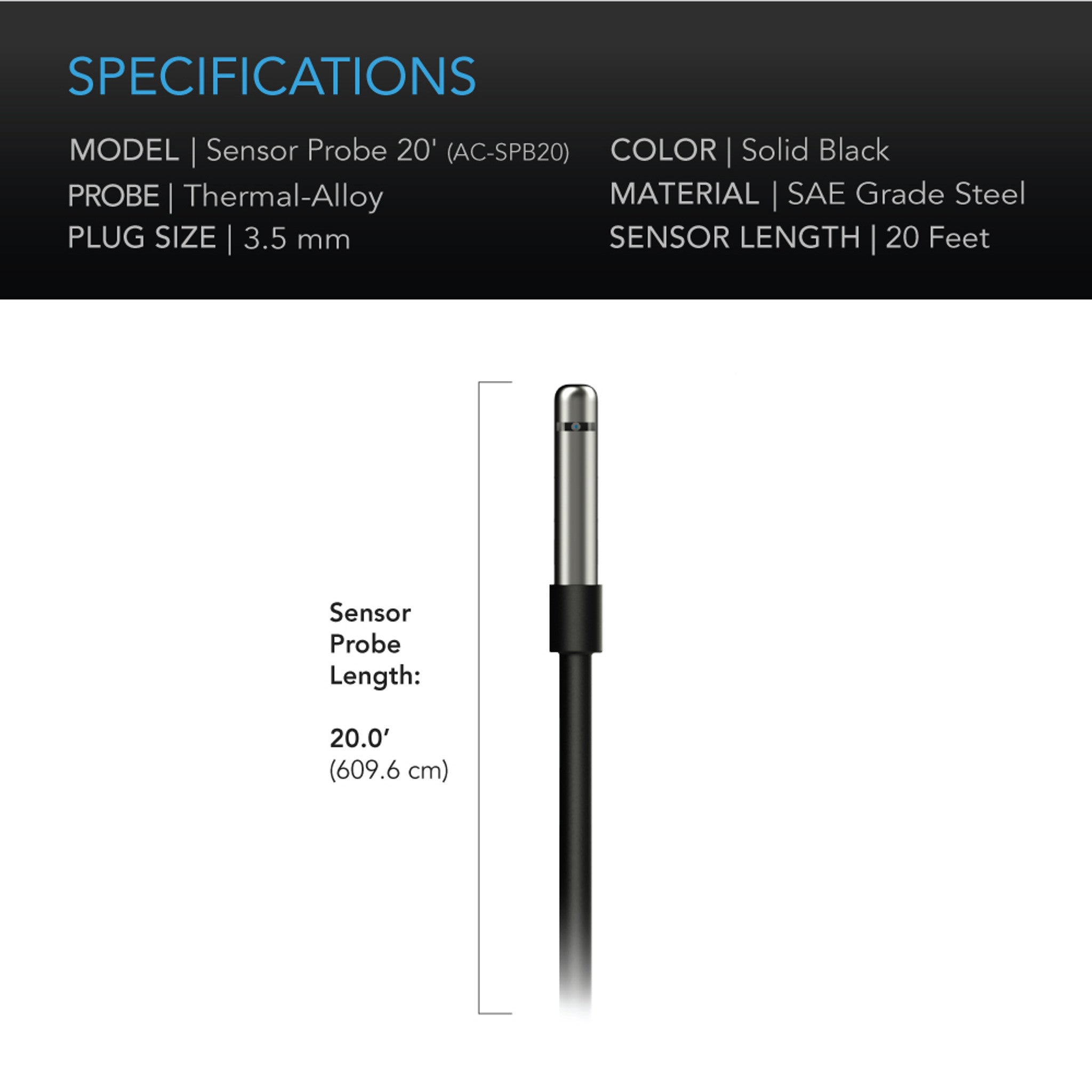 AC INFINITY Climate Sensor for Controller 69 Pro and Pro+ and UIS Devices, Precise VPD, Temperature, and Humidity Readings, 20 ft.