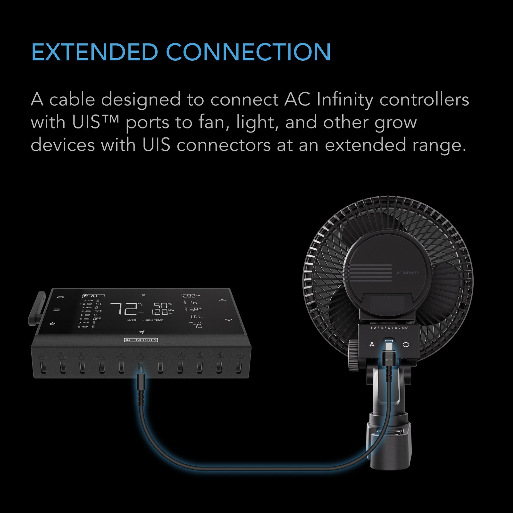 AC INFINITY UIS Controller to Device Cable for Controller AI+, Controller 69 Pro and Pro+, Male to Male, 10 ft.