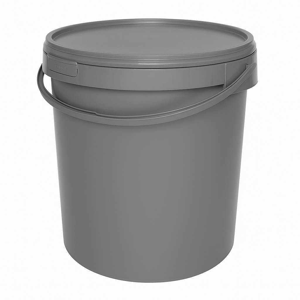 Grey Round Bucket & Lid (17.5L)