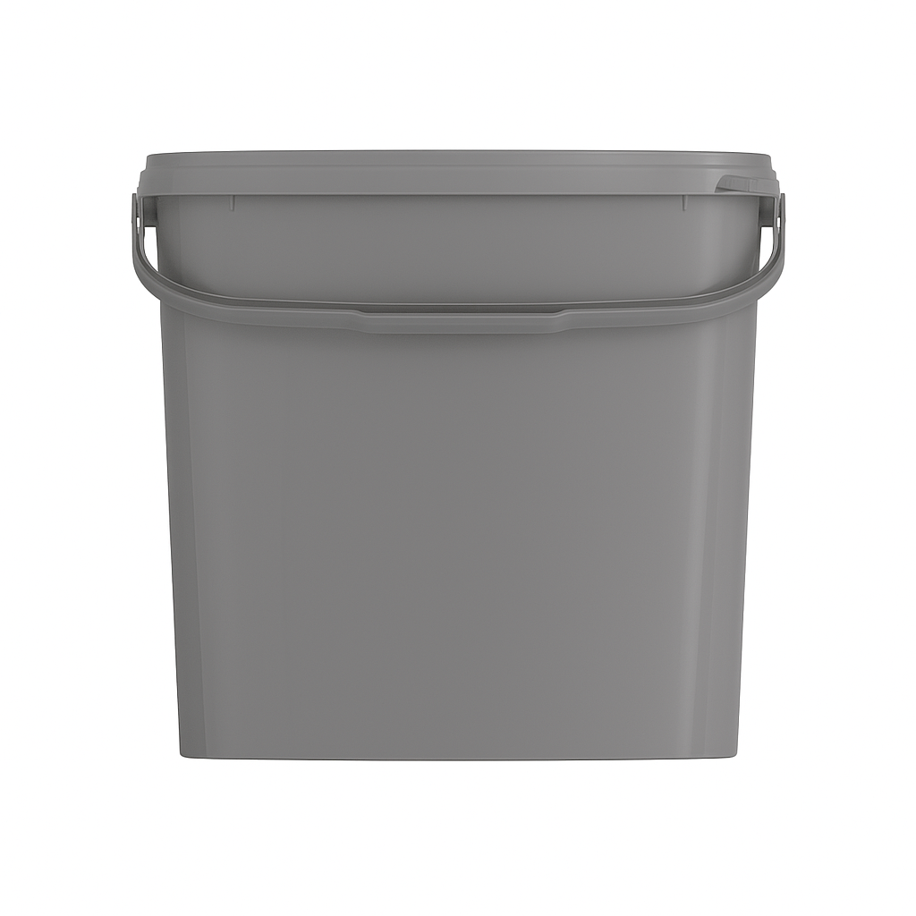 Grey Rectangular Bucket & Lid (10L Tall)