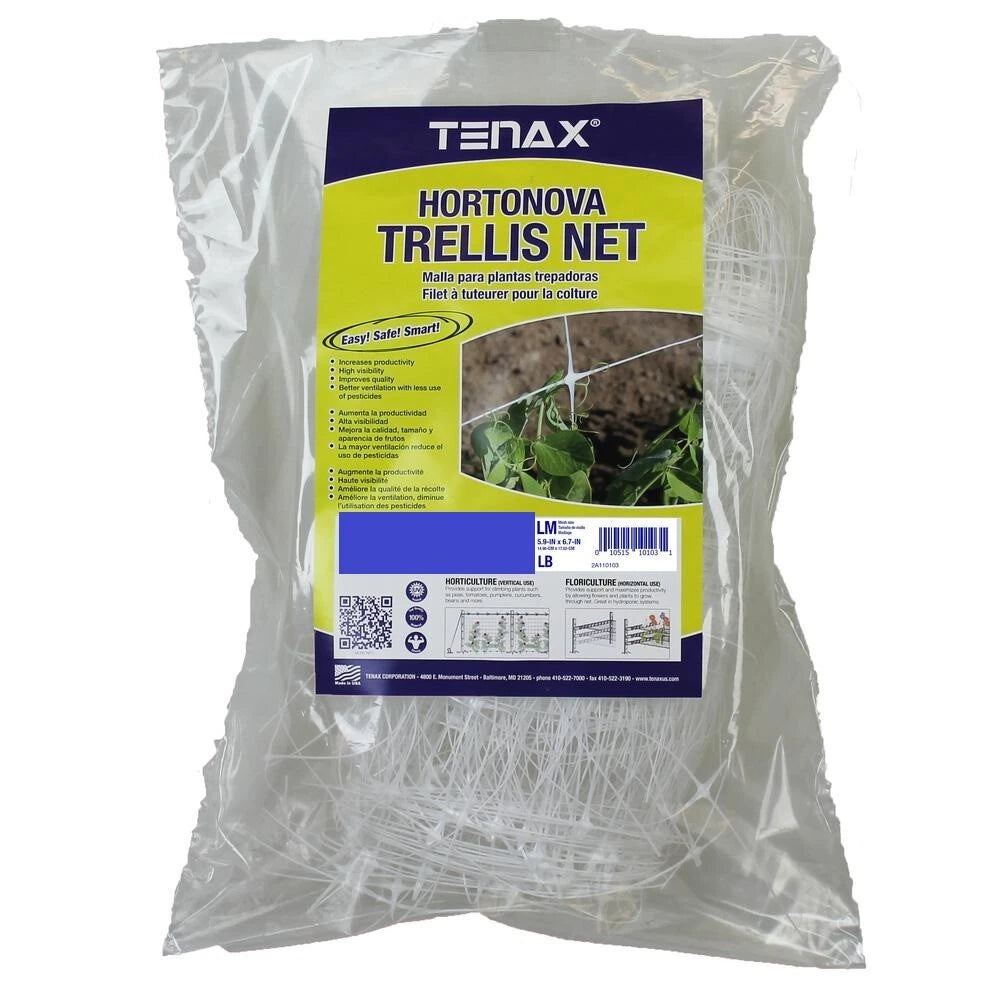 4' X 100' Garden Trellis Netting – Commercial Plant Support Horti-Trellis In White, Great For Veggies & Vines