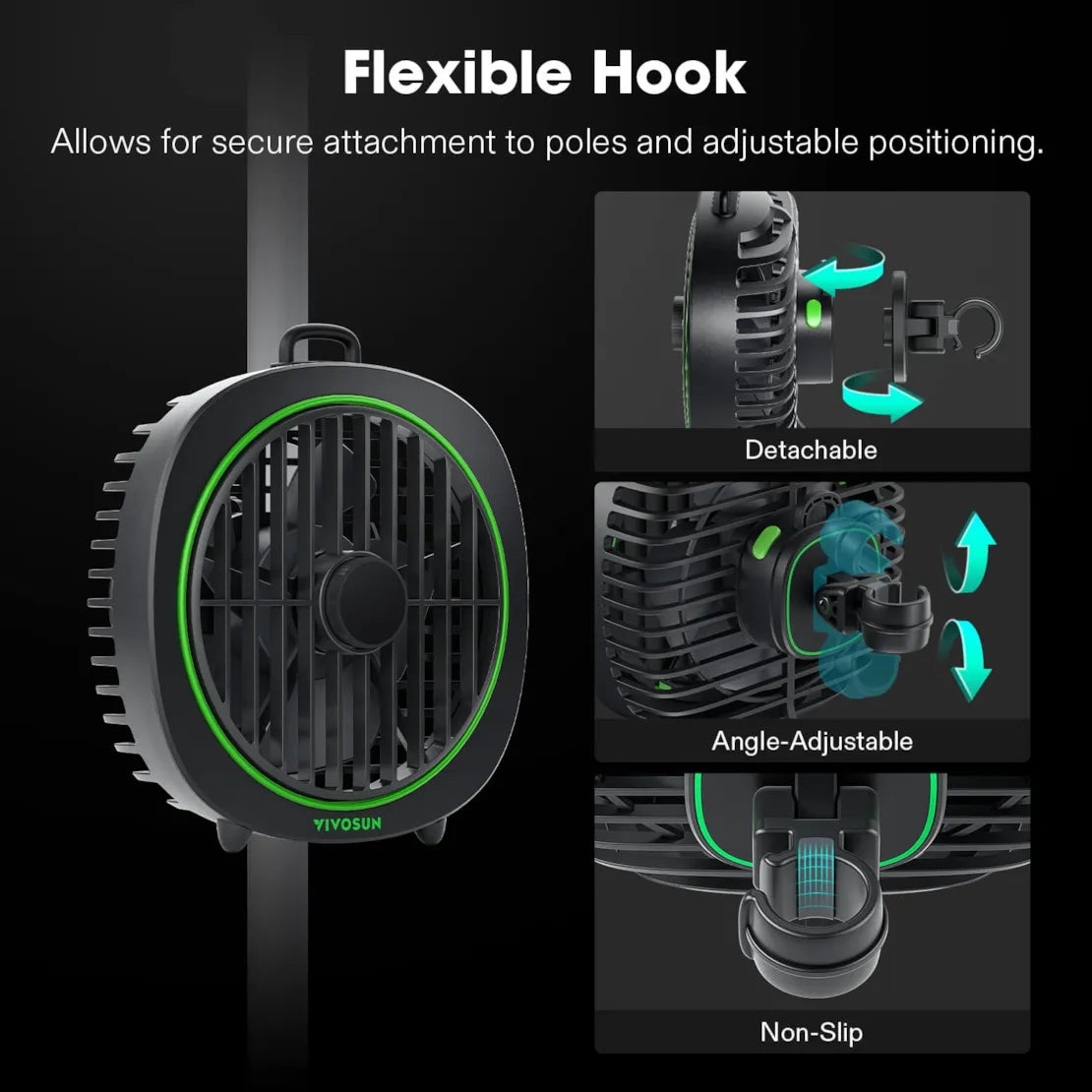 VIVOSUN AeroWave D4, 4” Grow Tent Clip Fan with Detachable Hook