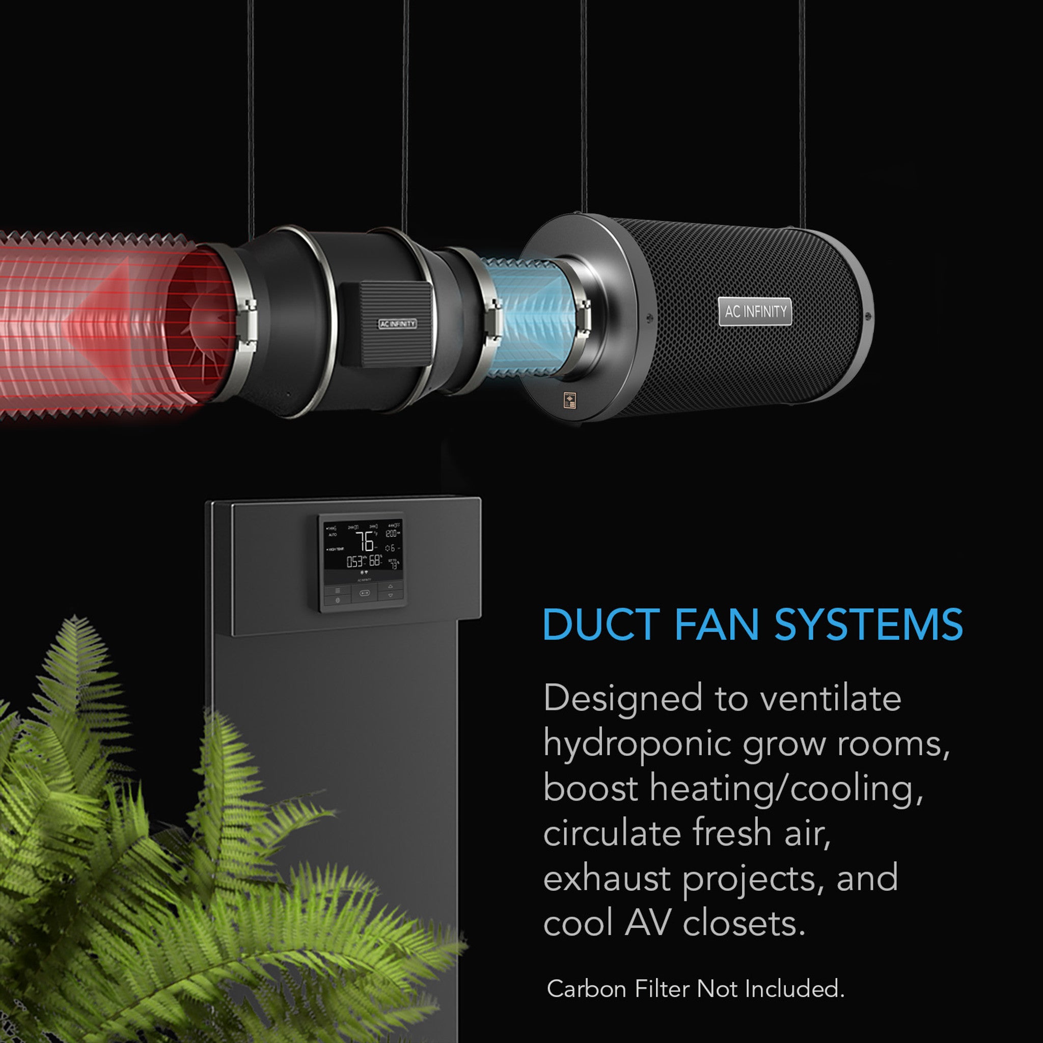 AC INFINITY CLOUDLINE PRO T8, Quiet Inline Duct Fan System with Temperature Humidity VPD Controller, 8-Inch