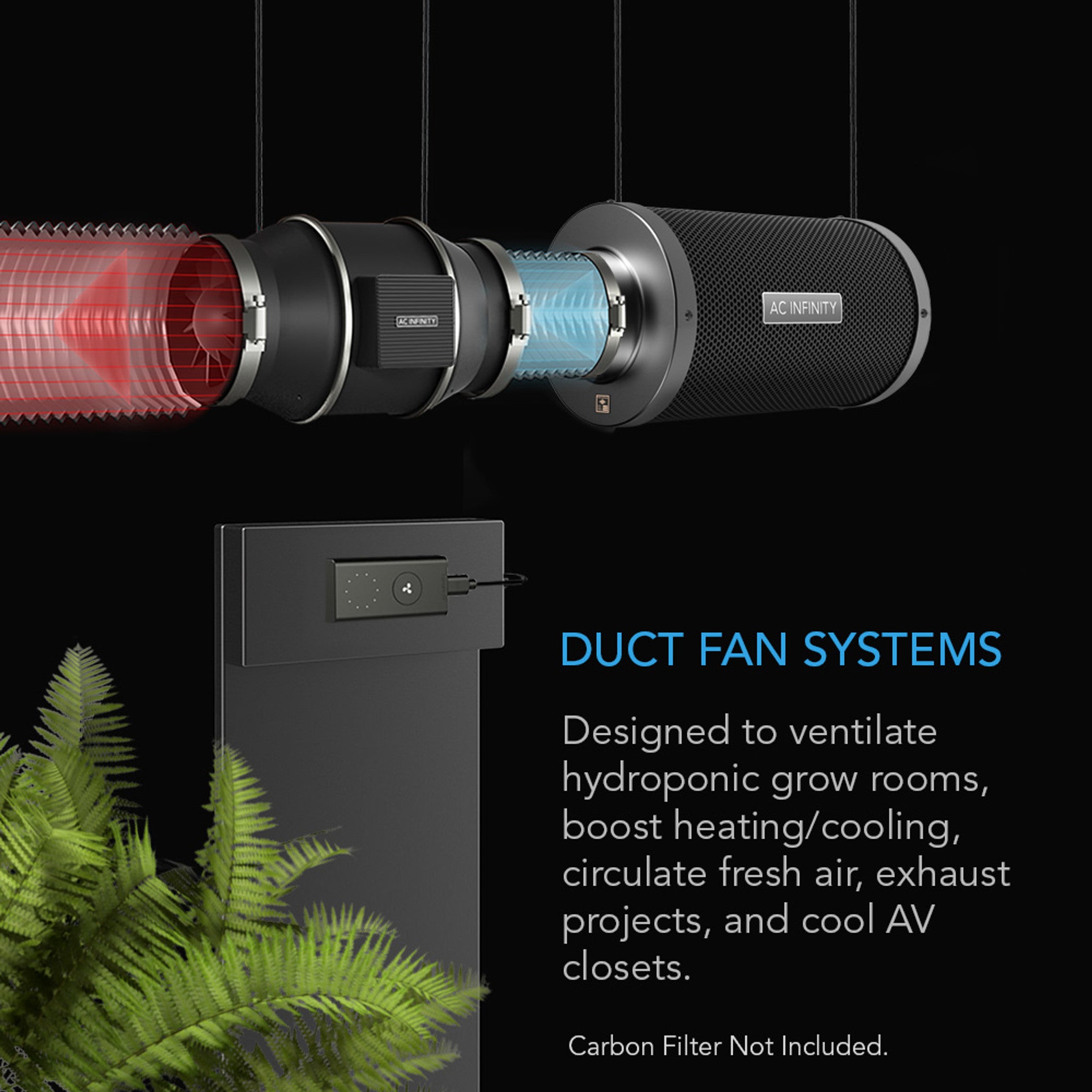 AC INFINITY CLOUDLINE PRO S4, Quiet Inline Duct Fan System with Speed Controller, 4-Inch