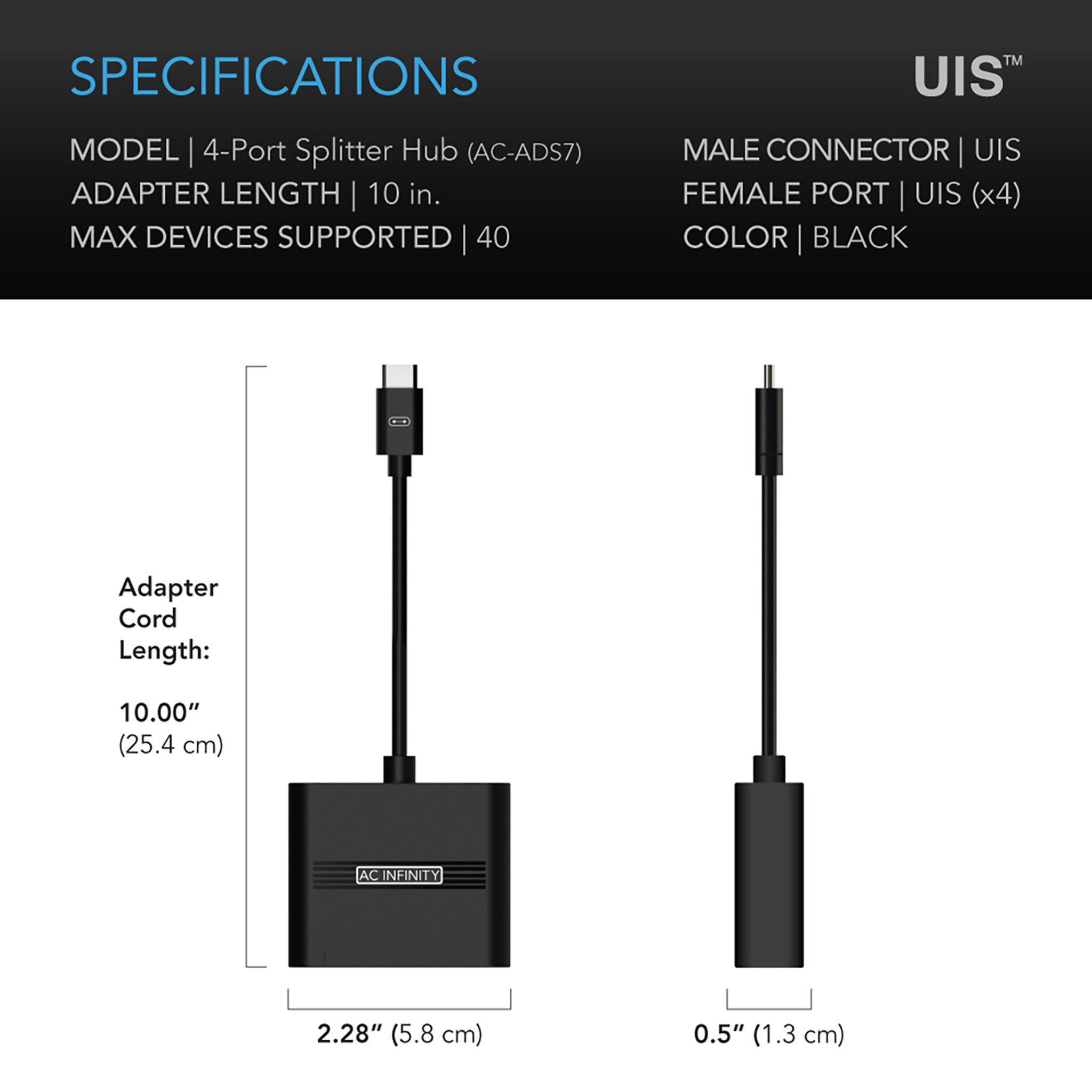 AC INFINTY UIS Splitter Hub 4-Port, Adapter Dongle for Shared Programming
