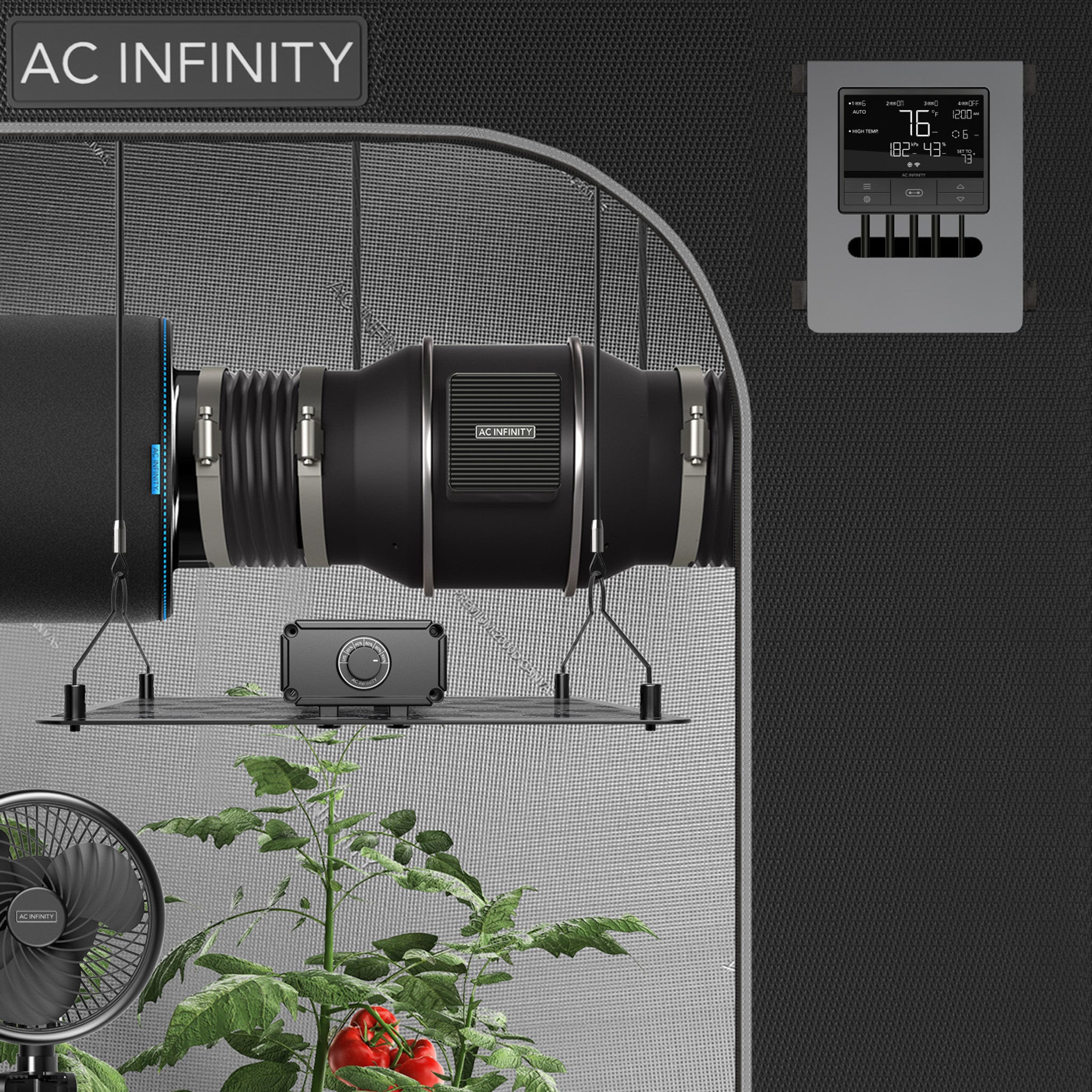AC INFINITY CLOUDLINE PRO T8, Quiet Inline Duct Fan System with Temperature Humidity VPD Controller, 8-Inch