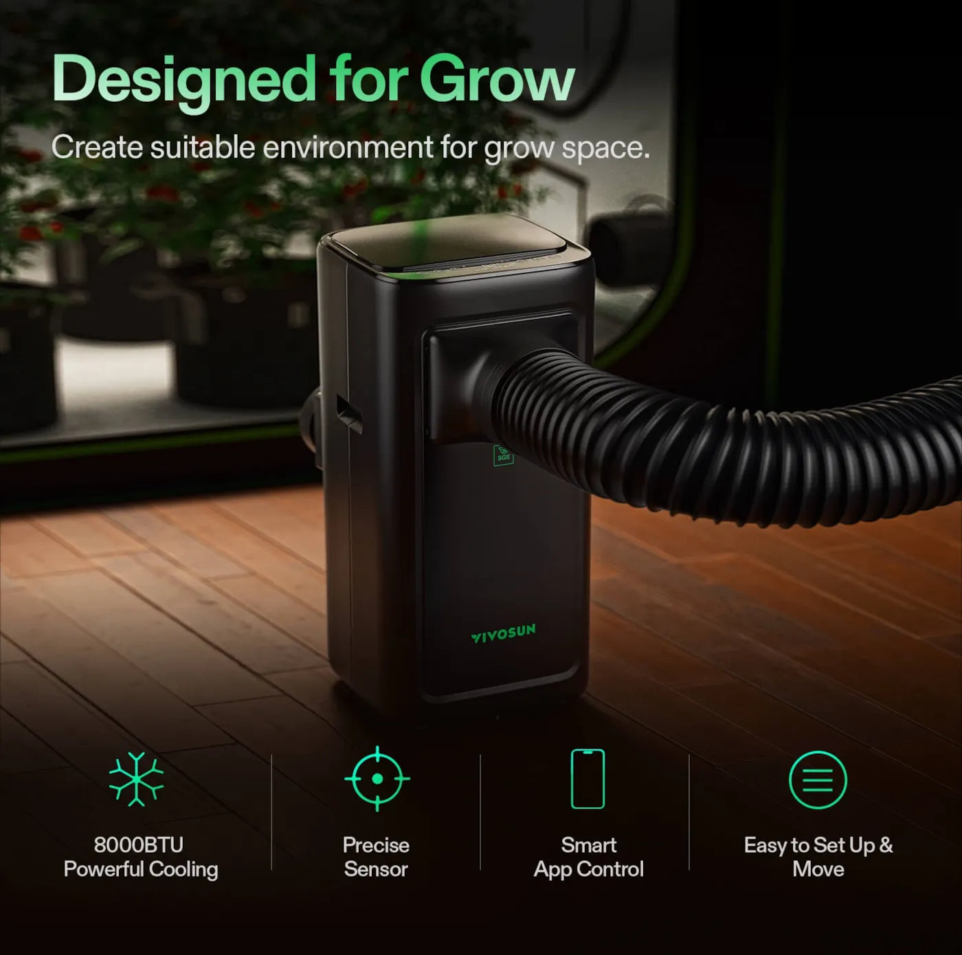 VIVOSUN AeroLUSH C08 Air Conditioner (4 In 1 Cooling, Heater, Dehumidifier, and Fan)